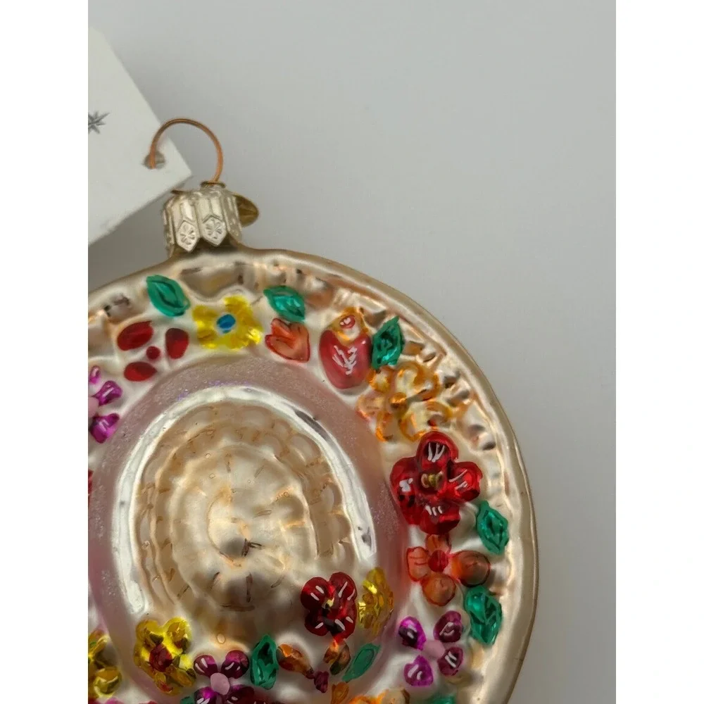 Vintage Christopher Radko Bonny Spring Floral Sun Hat Glass‎ Ornament 00-SP-60